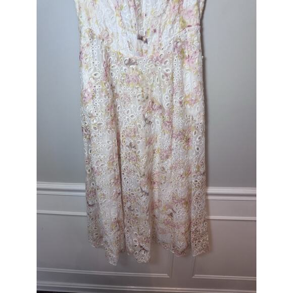 Bardot Women's Lilah Corset Midi Dress Floral Eyelet Sz L NWT $189 - Picture 9 of 14